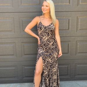 Dress with tiger stripe pattern